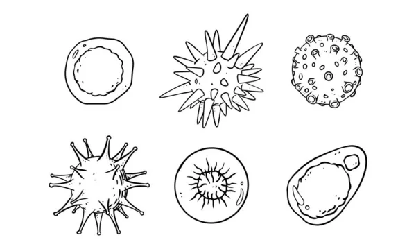 Conjunto Ilustración Vectorial Dibujado Mano Virus — Archivo Imágenes Vectoriales