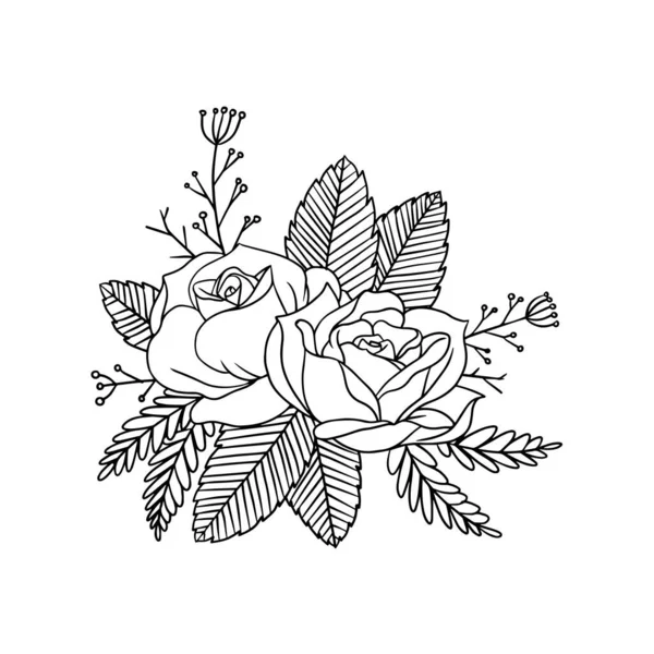 Roses Illustration Comme Arrangement Floral Isolé Sur Blanc Roses Non — Image vectorielle