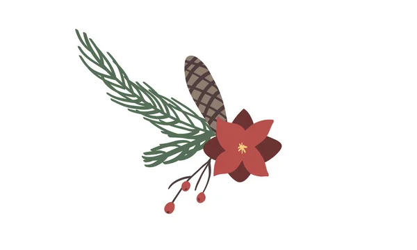 Сосновые Листья Цветы Ручной Работы Венки Изолированном Фоне Векторные Элементы — стоковый вектор