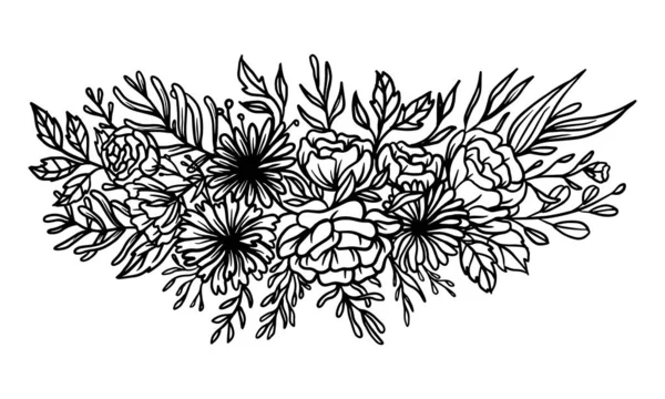Krásné Kytice Ručně Kreslené Ilustrace Vektor Květinové Aranžmá Prvky Pro — Stockový vektor