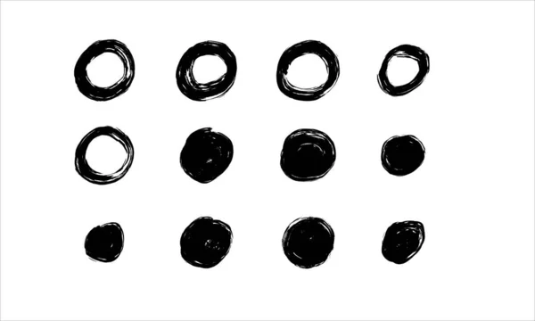 Černé Bílé Ikony Nastaveny Kruh Abstraktní Grunge Tah Umění Pro — Stockový vektor