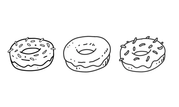Ручной Рисунок Сладкой Еды Пончика Пища Иллюстрированная Конспекте Цветной Рисунок — стоковый вектор