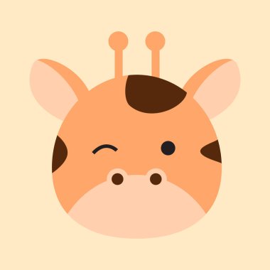 Hoş bir illüstrasyon tarzında zürafa kafası. Bir vektör grafik içinde hayvan karikatürleri koleksiyonu. düz bir çizimde komik bir element dekorasyonu.