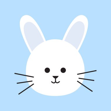 Tavşan kafası güzel bir illüstrasyon tarzında. Bir vektör grafik içinde hayvan karikatürleri koleksiyonu. düz bir çizimde komik bir element dekorasyonu.