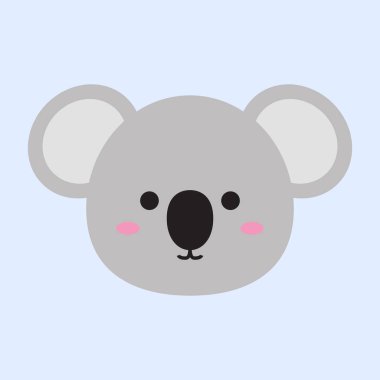 Koala kafası şirin bir illüstrasyon tarzında. Bir vektör grafik içinde hayvan karikatürleri koleksiyonu. düz bir çizimde komik bir element dekorasyonu.