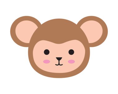 Maymun kafası güzel bir illüstrasyon tarzında. Bir vektör grafik içinde hayvan karikatürleri koleksiyonu. düz bir çizimde komik bir element dekorasyonu.