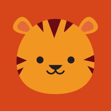 Kaplan kafası şirin bir illüstrasyon tarzında. Bir vektör grafik içinde hayvan karikatürleri koleksiyonu. düz bir çizimde komik bir element dekorasyonu.