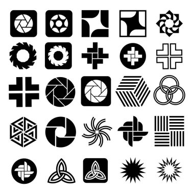 Yıldız koleksiyon setinin çeşitli stilleri. Kar taneleri, parlak nesneler, dekorasyonlar vs. için uygun yıldız çizimlerinin çeşitli şekilleri.