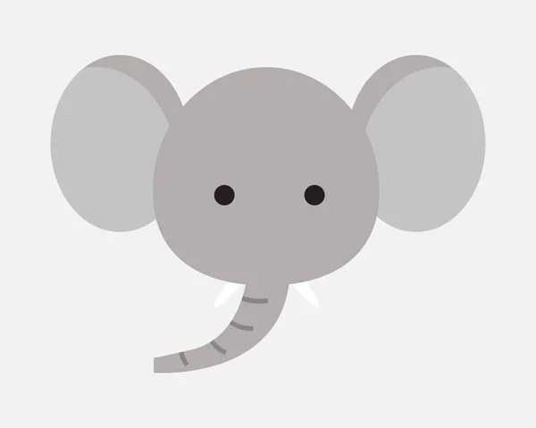 Cabeza Elefante Estilo Ilustración Lindo Una Colección Dibujos Animados Animales — Vector de stock
