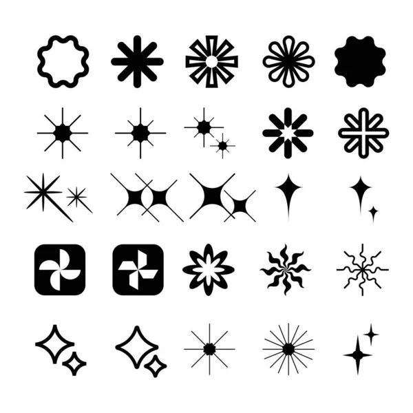 不同风格的星象集合 适用于雪花 闪闪发光的物品 装饰品等元素 — 图库矢量图片