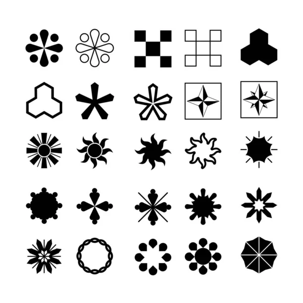 不同类型的恒星集合 适用于雪花 闪闪发光的物品 装饰品等的各种星形插图 — 图库矢量图片