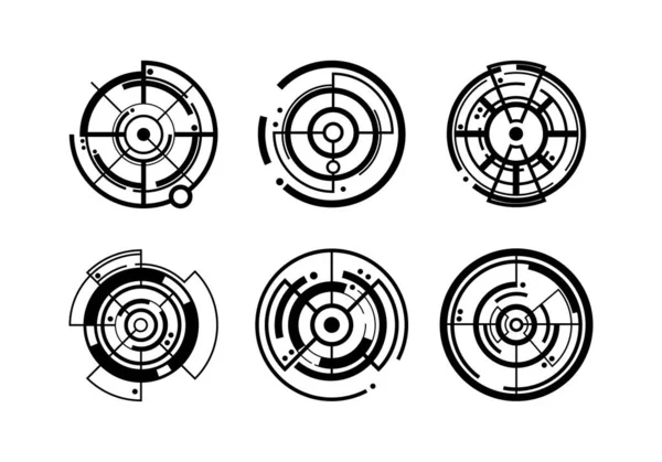 Conjunto Diversas Ilustraciones Objetivos Futuristas Formas Geométricas Elementos Aislados Sobre — Archivo Imágenes Vectoriales