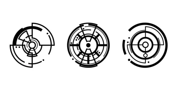 各种风格的现代目标图解 创造性目标形成于一种适合于数字游戏的未来主义或网络风格 白色上孤立的圆形目标 — 图库矢量图片