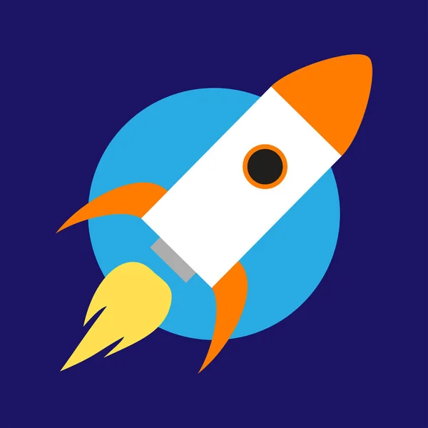 Ausrüstung Für Weltraumexpeditionen Eine Blaue Raketenillustration Flachen Cartoon Stil Farbiges — Stockvektor