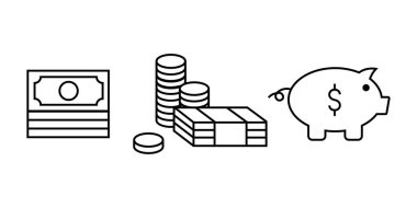 Finansal şeylerle ilişkili düzenlenebilir ikonun yaratıcı illüstrasyonu. Yatırım. Finansal veya ekonomik uygulamaların ui ux tasarımı için uygun element vektör vuruşu.