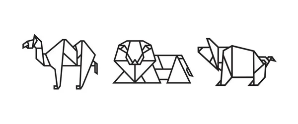 Illustration Afrikanischer Tiere Origami Stil Abstrakte Geometrische Umrisszeichnung Für Symbol — Stockvektor