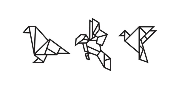 Estilo Origami Ilustración Aves Dibujo Contorno Geométrico Abstracto Para Icono — Archivo Imágenes Vectoriales