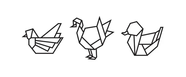 Origami Styl Ilustracja Ptaków Abstrakcyjny Rysunek Geometryczny Ikony Logo Elementu — Wektor stockowy