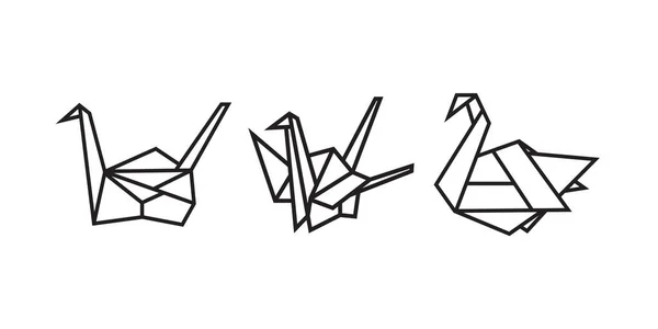 鳥の折り紙のイラストです アイコン 要素などの抽象的な幾何学的アウトライン描画 色のないベクトル要素のデザイン — ストックベクタ
