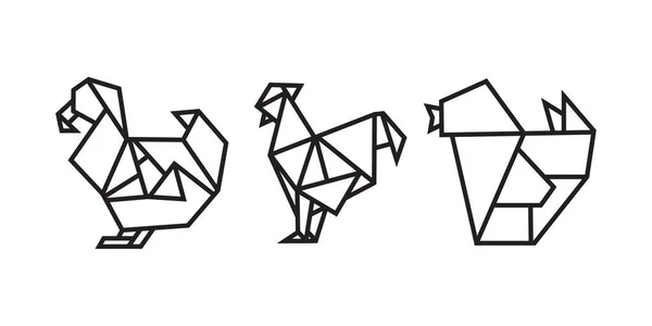 Origami Ilustração Estilo Pássaros Resumo Desenho Contorno Geométrico Para Ícone — Vetor de Stock