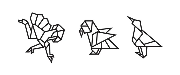 Estilo Origami Ilustración Aves Dibujo Contorno Geométrico Abstracto Para Icono — Vector de stock