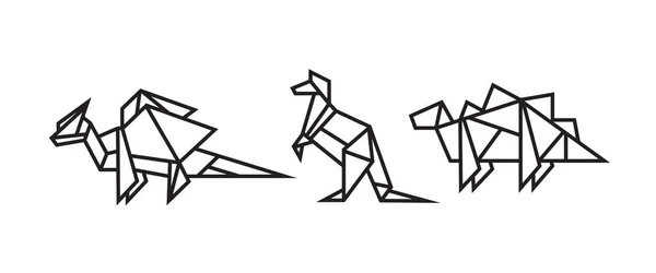 Origami Stil Illustration Dinosaurier Abstrakt Geometrisk Skiss Ritning För Ikon — Stock vektor
