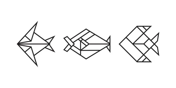 Balıkların Origami Tarzı Illüstrasyonu Simge Logo Element Için Soyut Geometrik — Stok Vektör