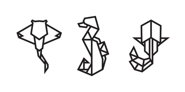 Origami Styl Ilustrace Ryb Abstraktní Geometrický Výkres Osnovy Pro Ikonu — Stockový vektor