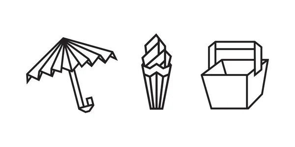 折り紙の休日のイラスト アイコン 要素などの抽象的な幾何学的アウトライン描画 色のないベクトル要素のデザイン — ストックベクタ