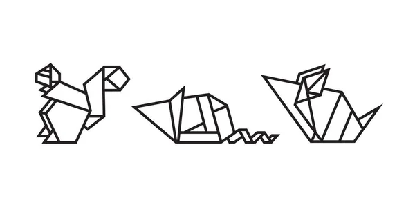 Ilustração Estilo Origami Roedores Resumo Desenho Contorno Geométrico Para Ícone — Vetor de Stock