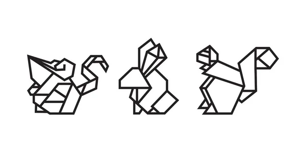 Ilustração Estilo Origami Rato Coelho Esquilo Resumo Desenho Contorno Geométrico — Vetor de Stock