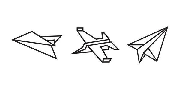 Origami Στυλ Απεικόνιση Των Αεροπλάνων Αφηρημένο Γεωμετρικό Περίγραμμα Για Εικονίδιο — Διανυσματικό Αρχείο