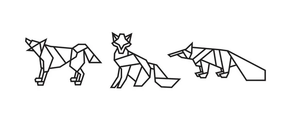 Иллюстрация Хищников Стиле Оригами Абстрактный Геометрический Рисунок Контура Иконки Логотипа — стоковый вектор