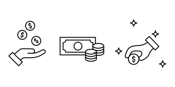 一套与金融相关的可编辑图标的创造性示例 货币流通 适用于金融或经济应用设计的元素矢量冲程 — 图库矢量图片
