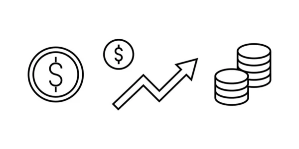 一套与金融相关的可编辑图标的创造性示例 经济增长 适用于金融或经济应用设计的元素矢量冲程 — 图库矢量图片