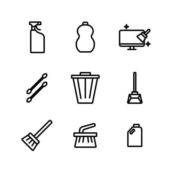 Collection Set Icons Related Cleaning Stuff Liquid Cleaning Tools Editable — Stock Vector