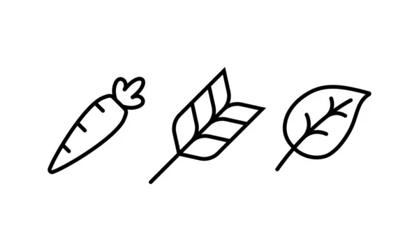 Zbiór Ikon Związanych Narzędziami Sprzętem Ogrodniczym Niektóre Rośliny Edytowalna Linia — Wektor stockowy