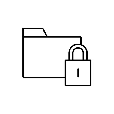 Kilitli klasör sembolü. Mahremiyet ve güvenlik ikonu koleksiyonu. ui ux web sitesi ve mobil uygulama için düzenlenebilir satır vektörü. Basit ve minimalist tasarım.