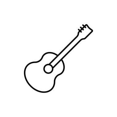 Gitarın sembolü. Müzikal enstrümanlarla ilgili düzenlenebilir simgeler. ui ux web sitesi veya dijital müziğin mobil uygulaması için basit ve minimalist vektör simgesi.