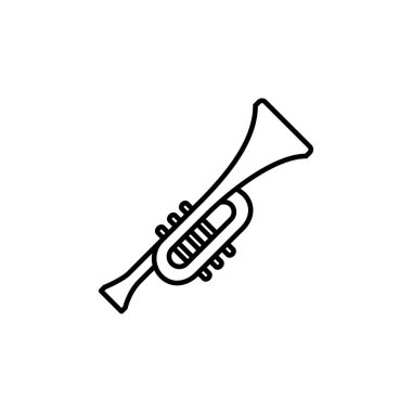 Trompet sembolü. Müzikal enstrümanlarla ilgili düzenlenebilir simgeler. ui ux web sitesi veya dijital müziğin mobil uygulaması için basit ve minimalist vektör simgesi.