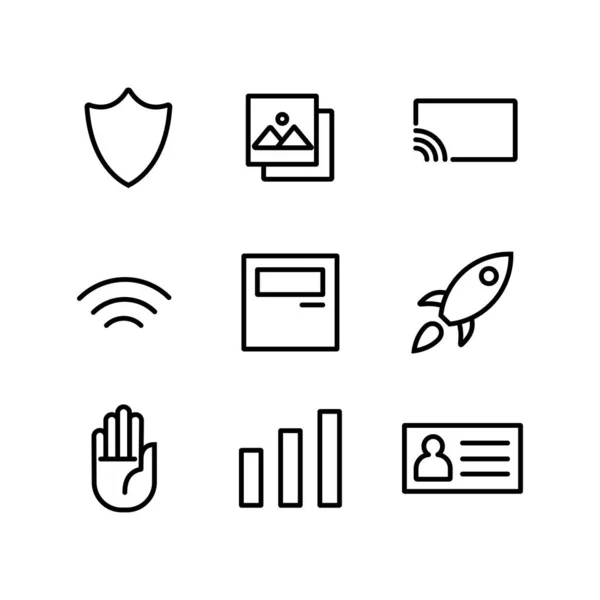 Ícones Básicos Para Design Elemento Telefone Móvel Protecção Licença Etc — Vetor de Stock