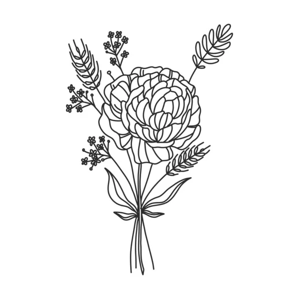 Nádherná Loutka Ilustrovaná Obrysovém Stylu Ručně Kreslené Ilustrace Pro Květinový — Stockový vektor