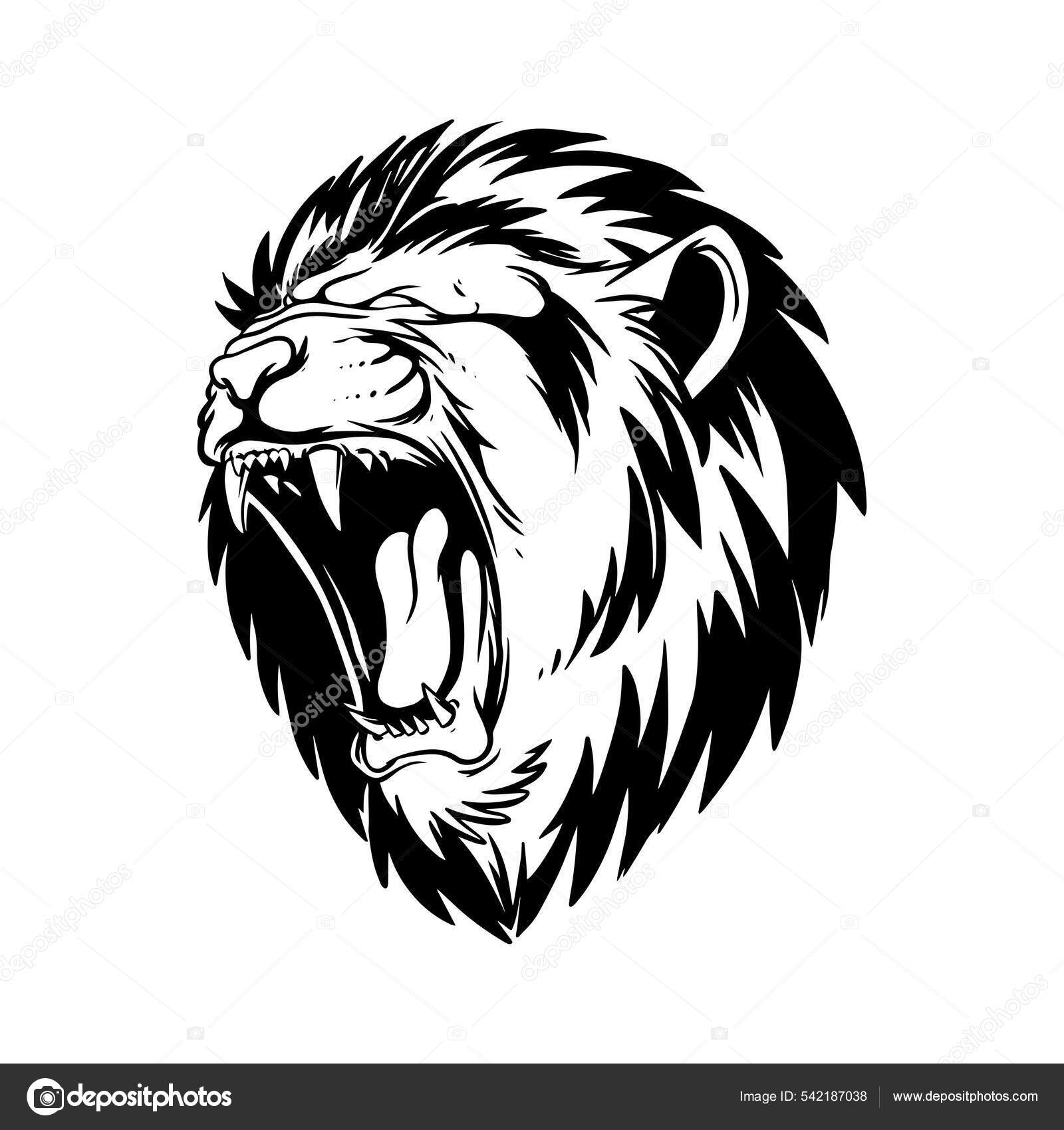 으르렁 거리는 정글의 손으로 동물의 머리의 엠블럼 포스터 스티커 문신등을 스톡 벡터 - ©freeject 542187038, image size:1600x1700