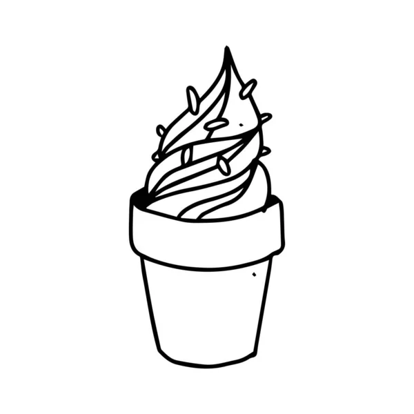 Ручная Иллюстрация Сладкого Десерта Мороженого Продукты Питания Напитки Иллюстрированные Нецветном — стоковый вектор