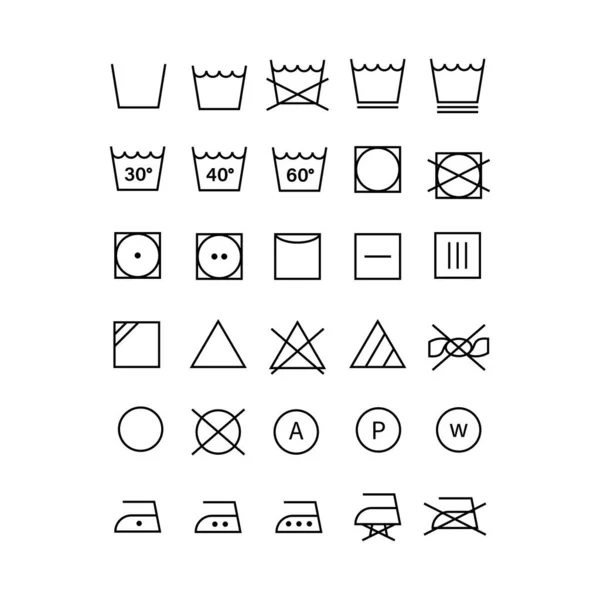 Collection Laundry Symbol Designs Laundry Icon Line Art Concept Design — Stock Vector