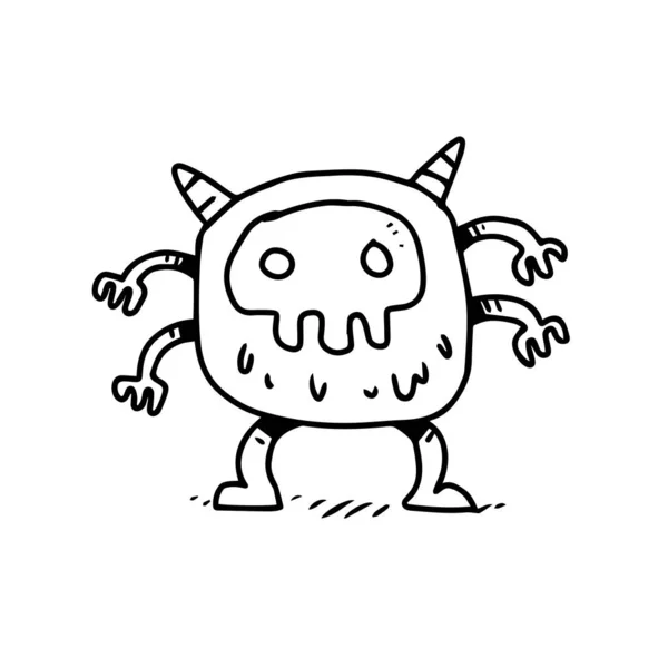마스크를 귀여운 괴물을 판타지 캐릭터를 귀여운 만화입니다 재미있는 요소의 디자인 — 스톡 벡터
