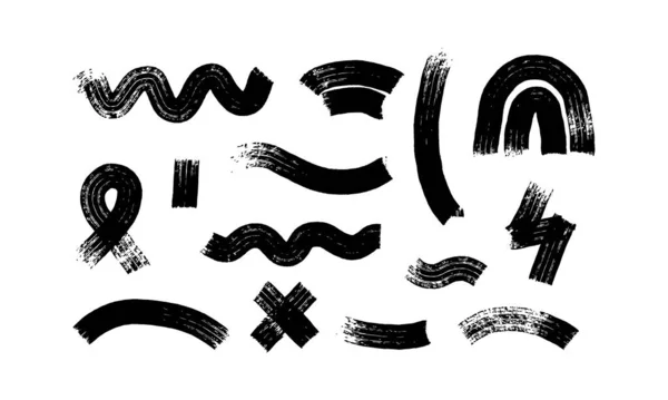 さまざまなスタイルで描かれた線のセット 傷で作成された線は イラストレーターベクトルブラシのためのユニークなシンボルを形成します — ストックベクタ
