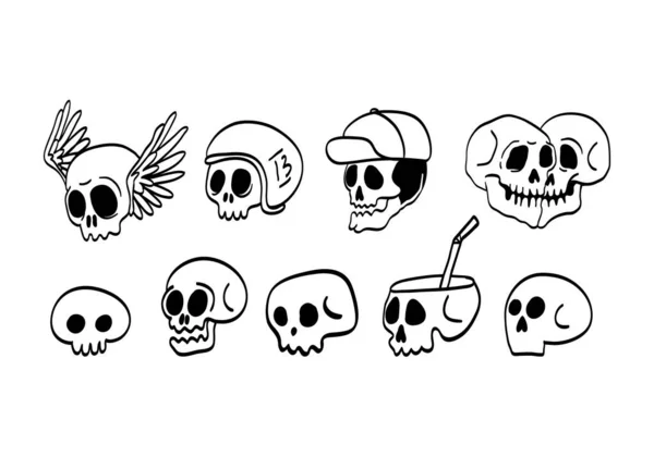 Een Schattige Doodskop Met Vleugels Oren Geïsoleerd Witte Achtergrond Grappig — Stockvector