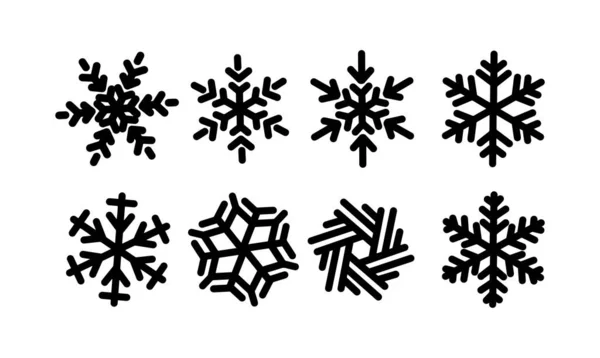 Набор Вектор Снежинки Икона Зимы Рождества Изолированный Фон — стоковый вектор