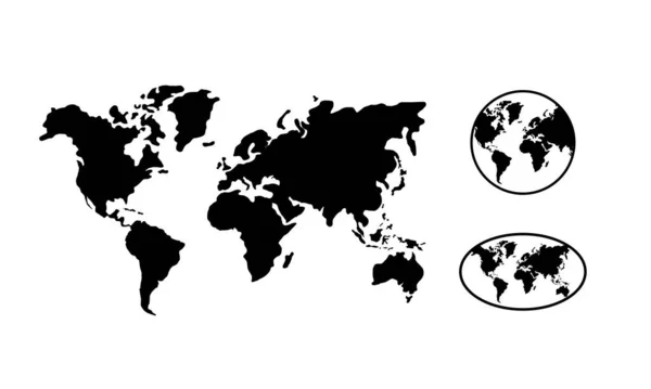 Een Verzameling Van Drie Wereldkaartstijlen Geïsoleerde Graphics Een Witte Achtergrond — Stockvector